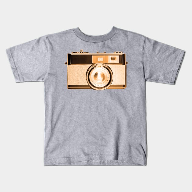 Gold/Orange - Vintage 1960s Rangefinder Camera Kids T-Shirt by DecPhoto